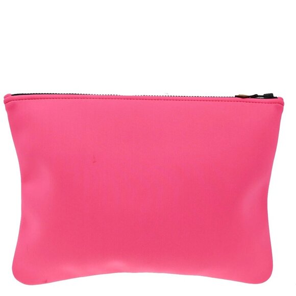 HERMES Logo Neobain GM Flat Pouch Polyamide Elastane Leather Pink 62KB569 - Picture 4 of 13